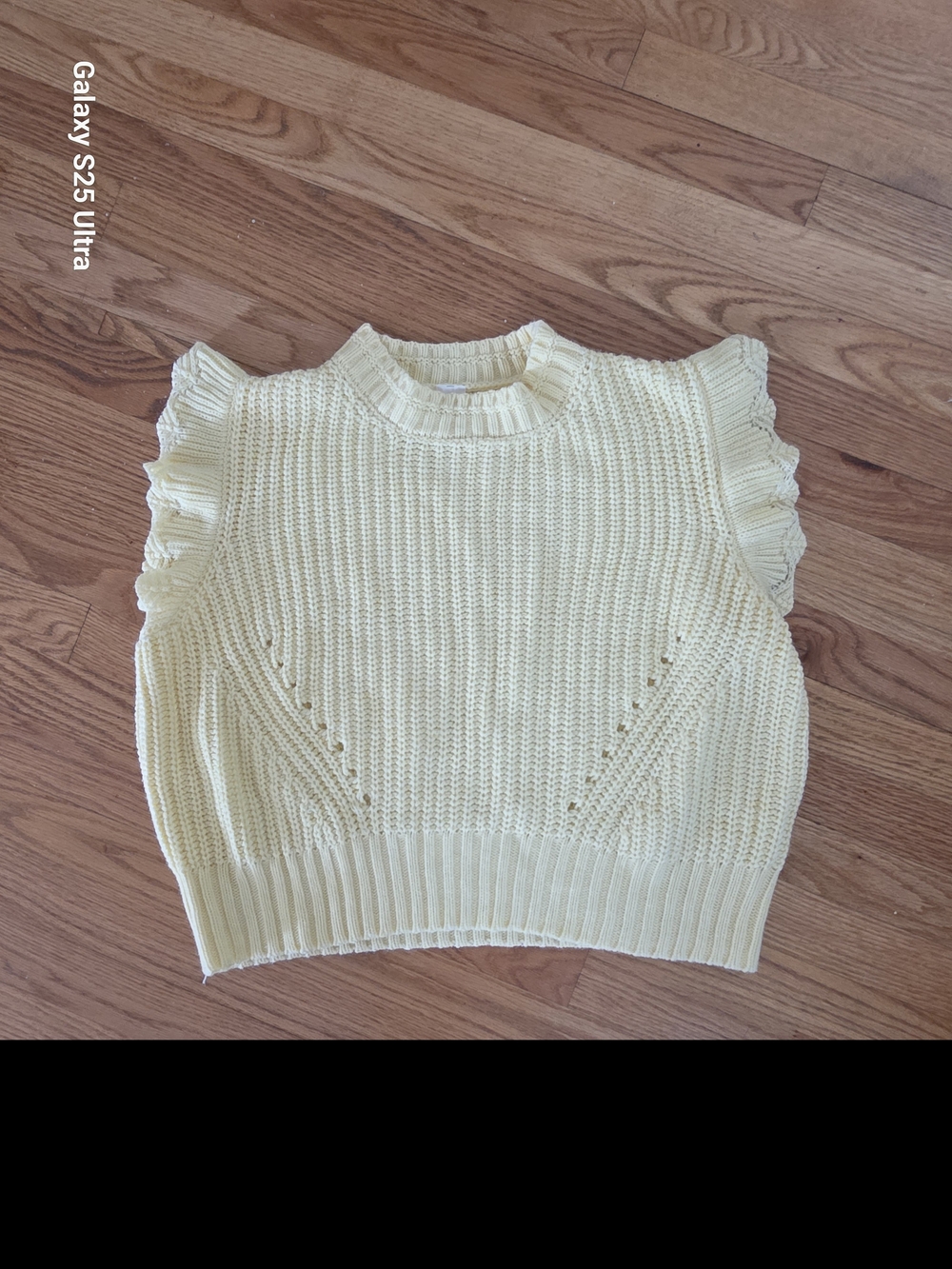 Sew In Love Pale Yellow Ruffled Sleeve Knit Sweater Vest